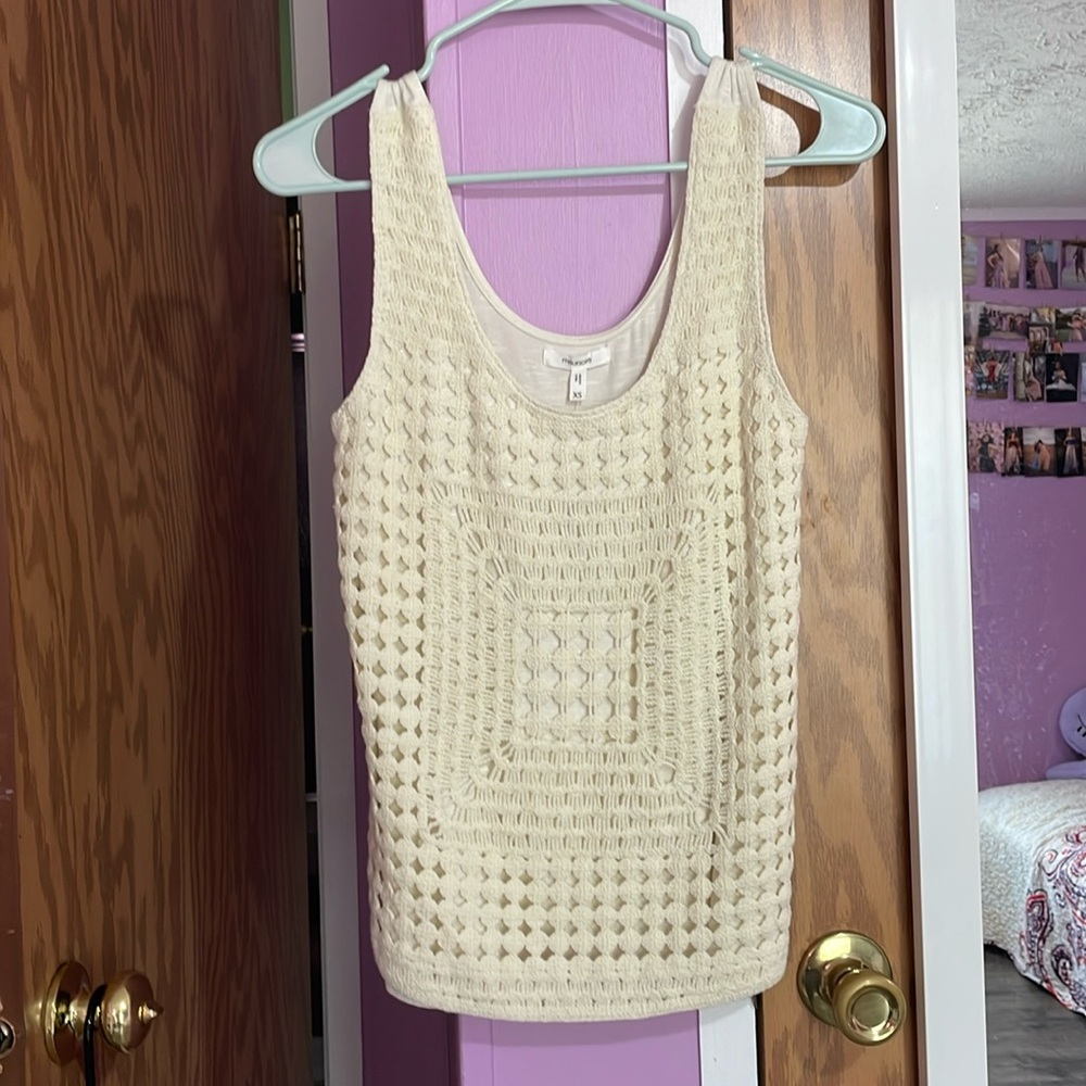 Nwt knit crochet cream tank top